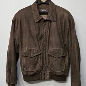 Vintage 90s Adventure Bound Wilsons Leather Bomber Flight Jacket Men Large Brown